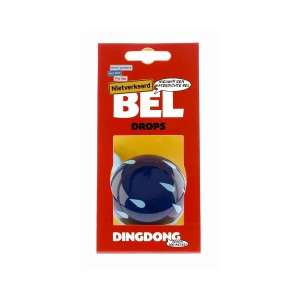 Fietsbel Ding-Dong NietVerkeerd Drops ø60mm - blauw met witte druppels
