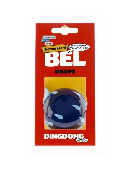 Fietsbel Ding-Dong NietVerkeerd Drops ø60mm - blauw met witte druppels