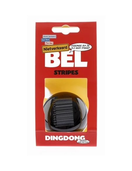 Fietsbel Ding-Dong NietVerkeerd Stripes ø60mm - zwart met witte barcode