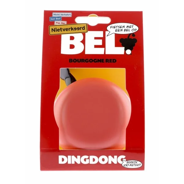 Fietsbel Ding-Dong NietVerkeerd ø80mm - bourgonje red