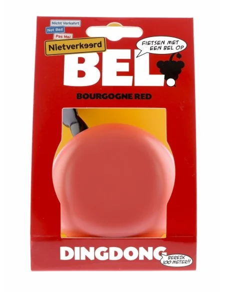 Fietsbel Ding-Dong NietVerkeerd ø80mm - bourgonje red