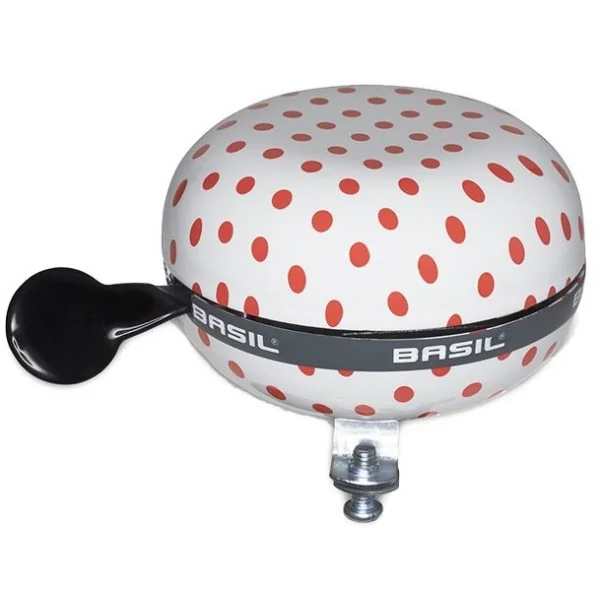 Fietsbel Ding-Dong Basil Polkadot ø80mm - wit/rood