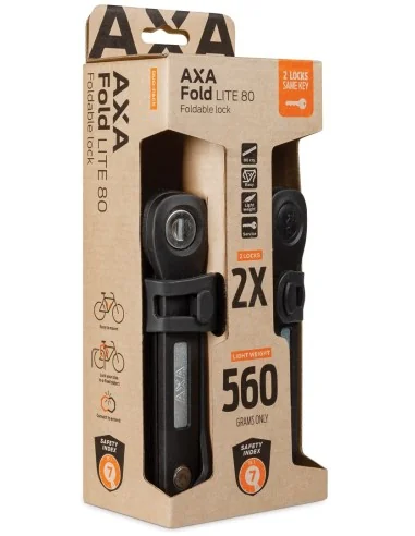 Vouwslot Axa Fold 80 Lite Duo Pack met gelijksluitende sleutels - zwart