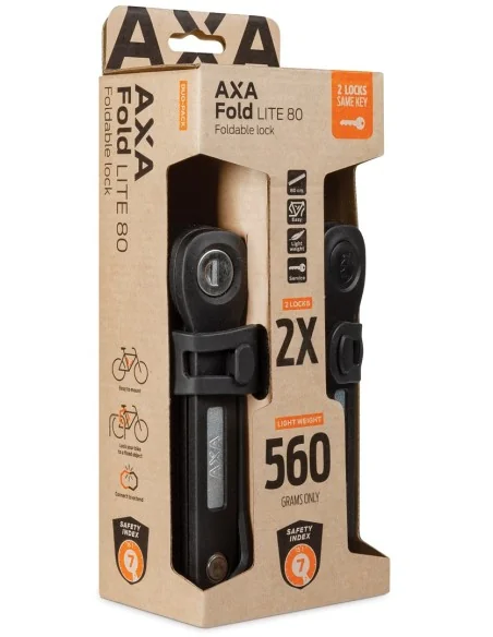 Vouwslot Axa Fold 80 Lite Duo Pack met gelijksluitende sleutels - zwart