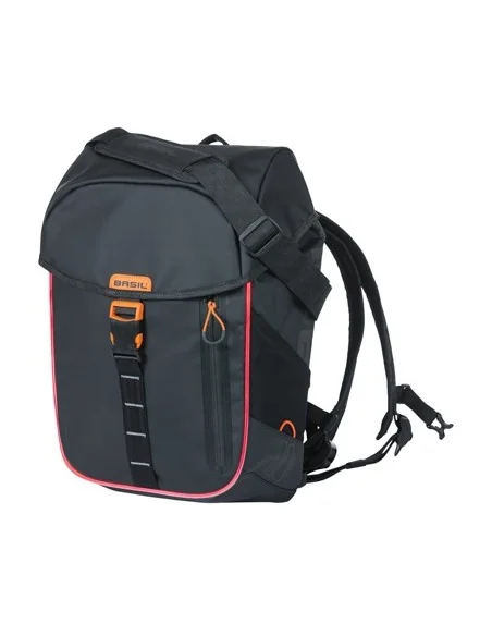 Fietsrugzak Basil Miles Tarpaulin Nordlicht 17 liter 31 x 17 x 44 cm - zwart/ oranje