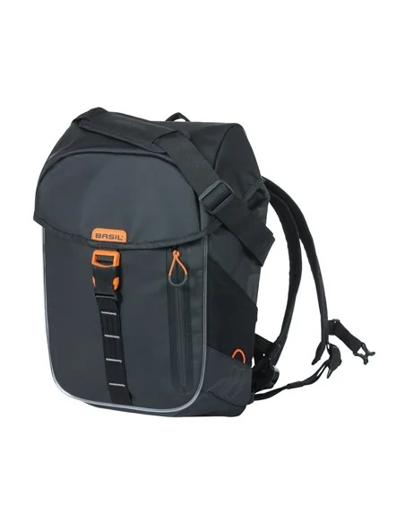 Fietsrugzak Basil Miles Tarpaulin Nordlicht 17 liter 31 x 17 x 44 cm - zwart/ oranje