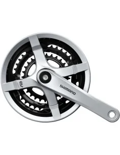 Crankstel 6/7/8 speed Shimano Tourney FC-TY501 met 170mm crankarm 48 x 38 x 28T met kettingscherm - zilver