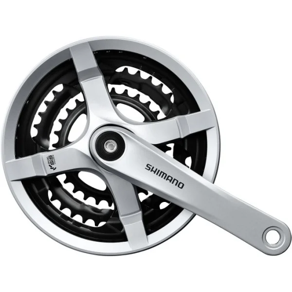 Crankstel 6/7/8 speed Shimano Tourney FC-TY501 met 170mm crankarm 48 x 38 x 28T met kettingscherm - zilver