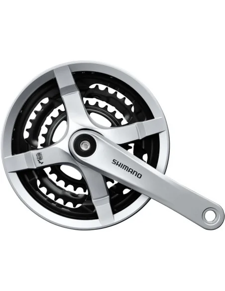 Crankstel 6/7/8 speed Shimano Tourney FC-TY501 met 170mm crankarm 48 x 38 x 28T met kettingscherm - zilver