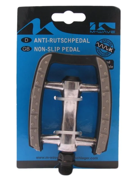 Pedaalset M-Wave aluminium met anti-slip en kogellagers - zilver