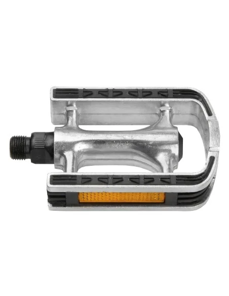 Pedaalset M-Wave aluminium met rubberen anti-sliplaag - zilver