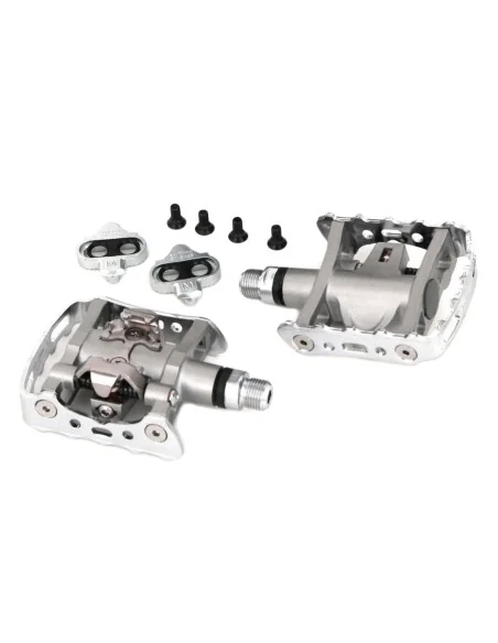 Pedaalset SPD Shimano M324 met plaatje SM-SH56 enkelzijdige binding - zilver