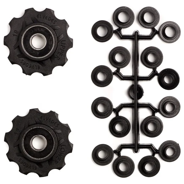 Derailleurwieltjes 2 x 10 tands Elvedes met standaard afgedichte lagers en spacers