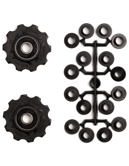 Derailleurwieltjes 2 x 10 tands Elvedes met standaard afgedichte lagers en spacers