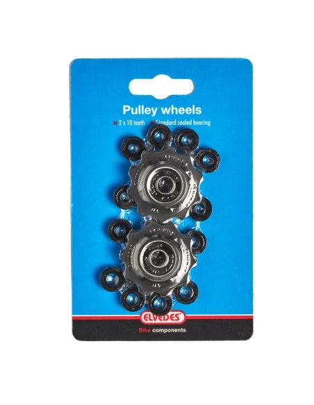 Derailleurwieltjes 2 x 10 tands Elvedes met standaard afgedichte lagers en spacers