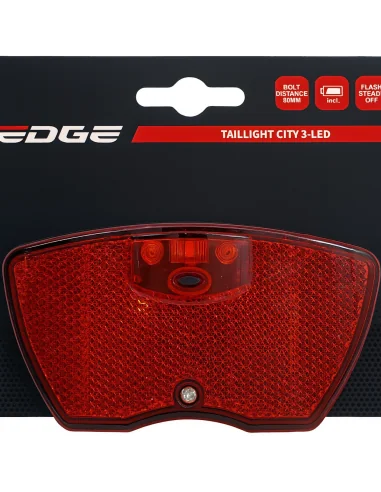Dragerachterlicht Edge City - 3 leds -80mm- inclusief batterijen (op kaart)