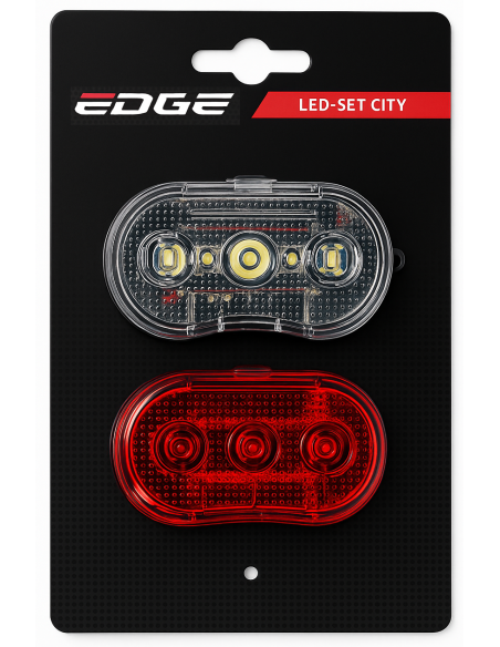 Verlichtingset Edge City - 3 Led - voor + achter - inclusief batterijen