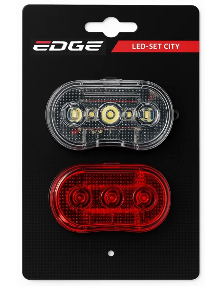 Verlichtingset Edge City - 3 Led - voor + achter - inclusief batterijen