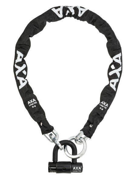 Kettingslot met hangslot Axa Loop ART2 - 110 met polyester hoes - zwart