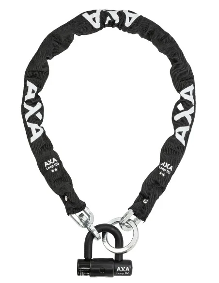 Kettingslot met hangslot Axa Loop ART2 - 110 met polyester hoes - zwart