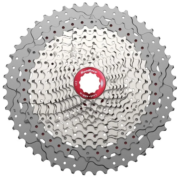 Cassette 12 speed Sunrace CSMZ90 11-50T - zilver met rode spider