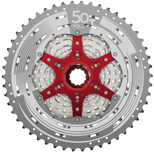 Cassette 12 speed Sunrace CSMZ90 11-50T - zilver met rode spider
