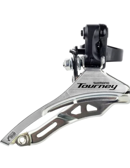 Voorderailleur 3 x 6/7 speed Shimano Tourney FD-TY300 down swing/top pull - hoge klem ø34,9 mm - 42T - (66-69°) - Zwart/Zilver