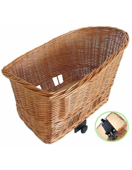 Rieten hondenfietsmand Basil Pasja large 50cm met snelsluiting 50 x 42 x 33 cm