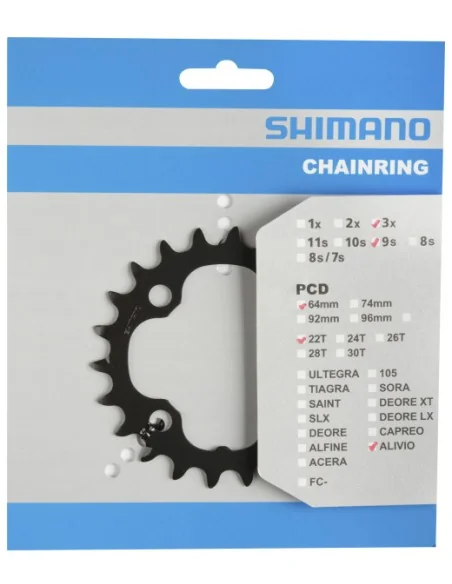 Kettingblad 22T Shimano Deore FC-M590 - zwart
