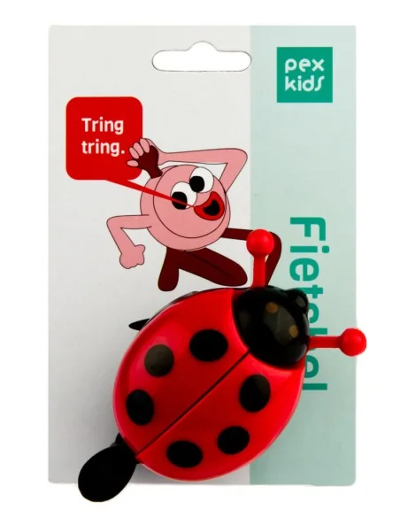 Kinderbel PexKids Lieveheersbeestje met openstaande vleugels - rood/zwart