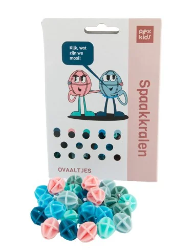 Spaakkralen PexKids "bolletjes" - assorti van 6 kleuren (30 stuks op kaart)