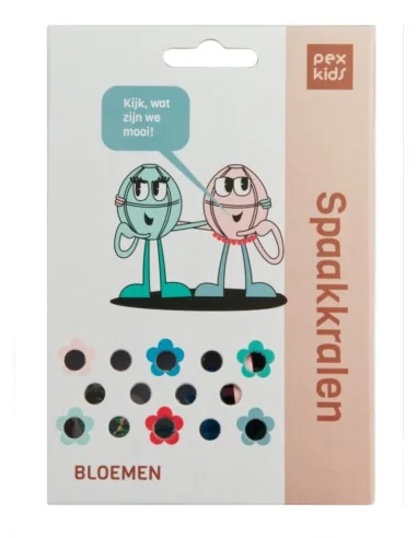 Spaakkralen PexKids "bloemetjes" - assorti van 4 kleuren (12 stuks op kaart)