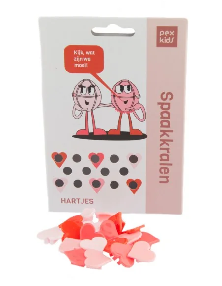 Spaakkralen PexKids "hartjes" assorti van 4 kleuren (20 stuks op kaart)