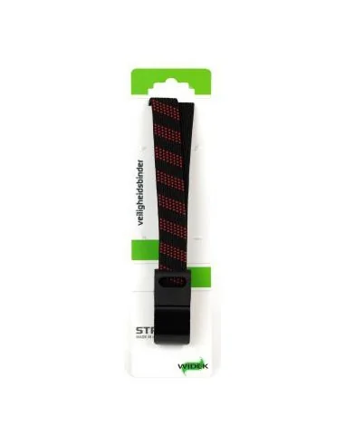 Snelbinder Widek 24mm met zwarte stalen haak - vuurrood/zwart