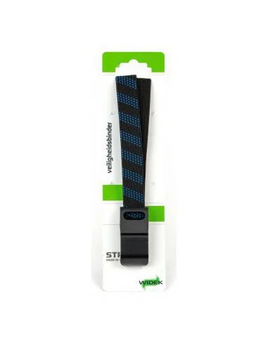 Snelbinder Widek 24mm met zwarte stalen haak - lichtblauw/zwart