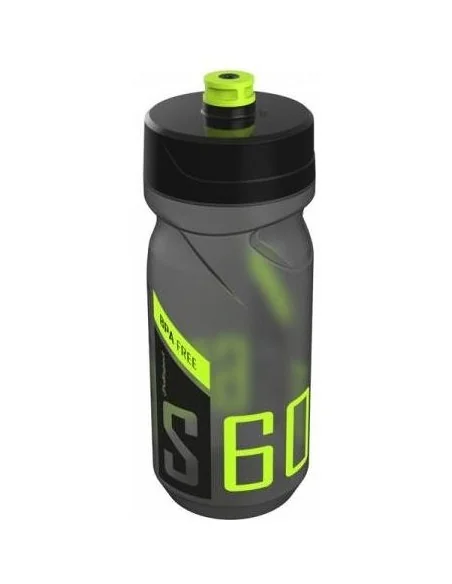 Bidon met schroefdop Polisport S600 - 600 ml - transparant zwart / zwart / lime groen
