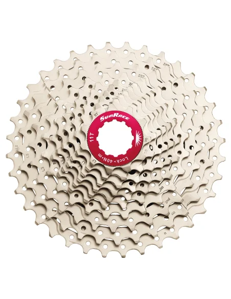 Cassette 10 speed Sunrace CS-MX0 11-36T - zilver/rood