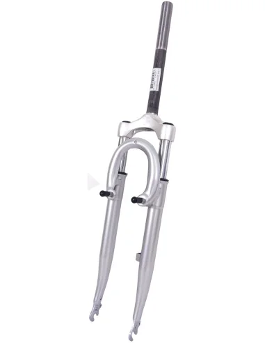 Verende voorvork 28" met 1" vorkbuis - V-brake nokken - zilver