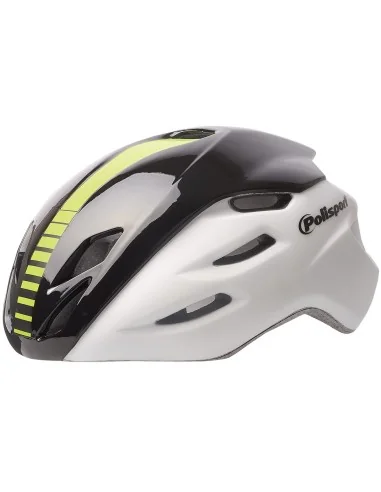 Fietshelm Polisport Aero-R Medium 55-58 cm - mat wit / zwart / fluor geel