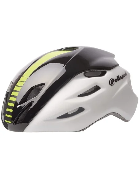 Fietshelm Polisport Aero-R Medium 55-58 cm - mat wit / zwart / fluor geel