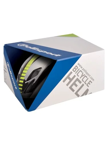 Fietshelm Polisport Aero-R Medium 55-58 cm - mat wit / zwart / fluor geel