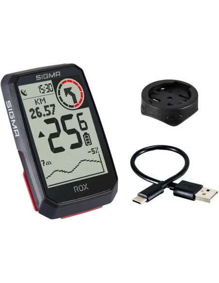 Fietscomputer GPS Sigma ROX 4.0 met standaard stuurhouder - zwart