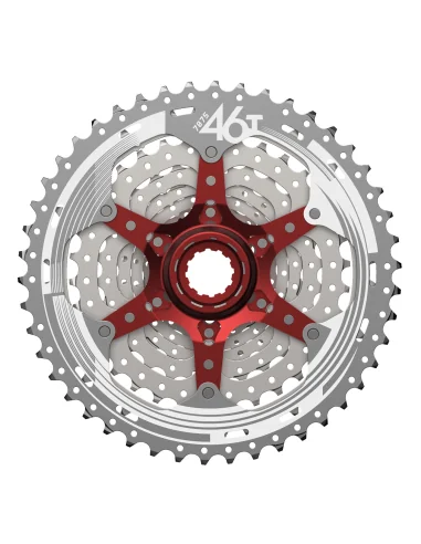 Cassette 10 speed Sunrace CSMX3 11-46T - zilver/rood