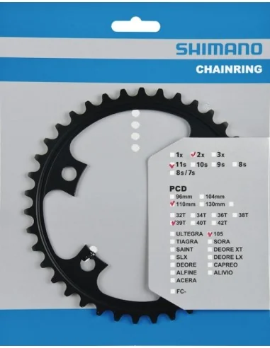 Kettingblad 39T Shimano 105 FC-5800 MD - zwart (voor 53-39T)