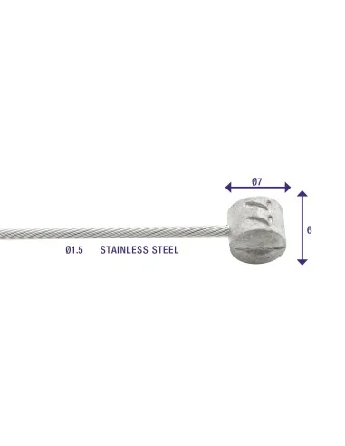 Rem binnenkabels Elvedes 2250mm RVS Slick Ø1,5mm T-nippel (100 stuks)