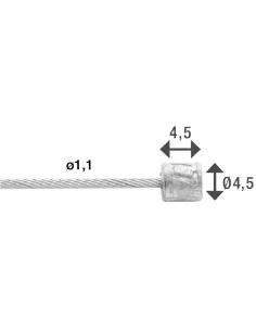 Schakel binnenkabel Elvedes 2250 mm 1×19 draads RVS Slick ø1,1mm met N-nippel ø4,5 × 4,5mm (doos à 100 stuks) - Zilver 2