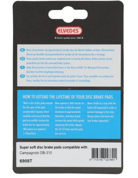 Schijfremblokset Elvedes voor Campagnolo - grijs (1 paar)