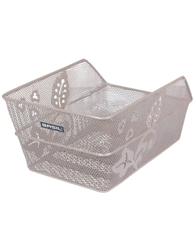 Fietsmand Basil Cento Flower achtermand 24 x 38,5 x 11 cm - nude metallic