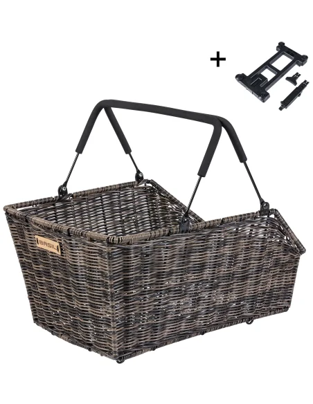 Fietmand Basil Cento Rattan Look met MIK bevestiging 22 liter 41 x 25 x 12 cm - bruin