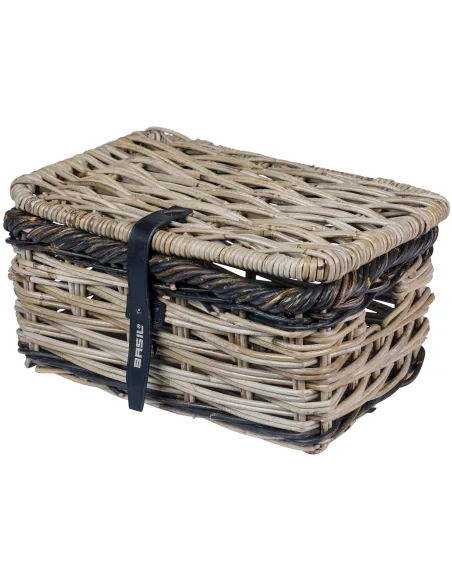 Fietsmand Basil Dijon S met deksel 27 x 39 x 21 cm - grijs zwart